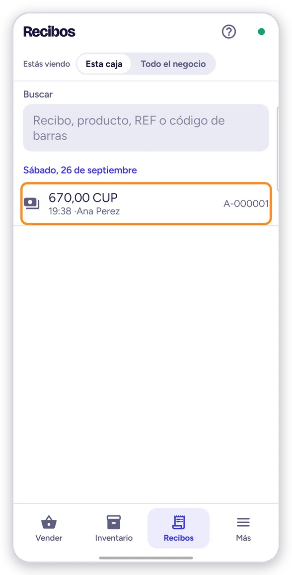 Recibos: todo lo que has cobrado, por día
